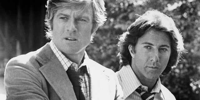 Robert Redford and Dustin Hoffman as Woodward and Bernstein, the reporters who broke the Watergate scandal, in All the President's Men. (AP File)