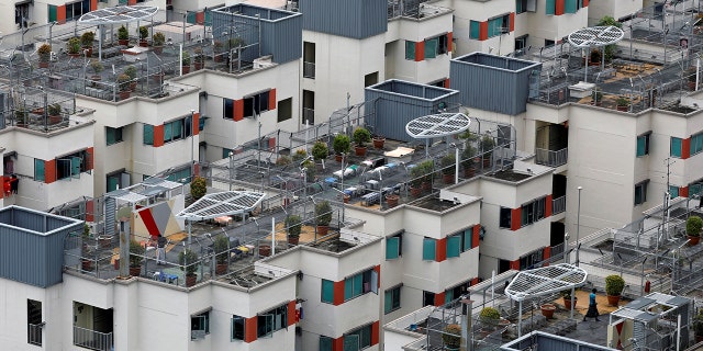 A general view of Westlite Dormitory in Singapore, one of the two workers’ dormitories designated as isolation areas to curb the spread of coronavirus.