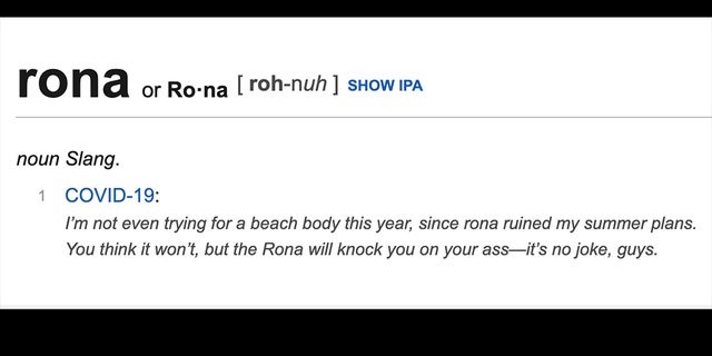 New additions to the digital English language dictionary include the slang term “rona."