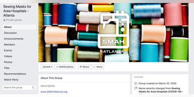 'Sewing Masks for Area Hospitals - Atlanta' Facebook page has reached over 8 thousand