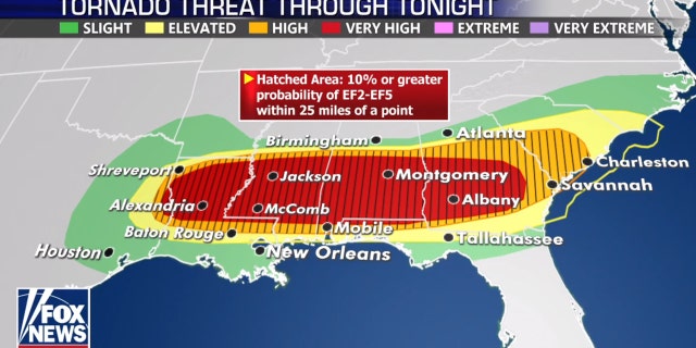 The greatest threat of tornadoes on Sunday, April 19, 2020.