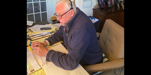 Rep. Steny Hoyer (D-Md.) conducting a telephone town hall with his constituents.