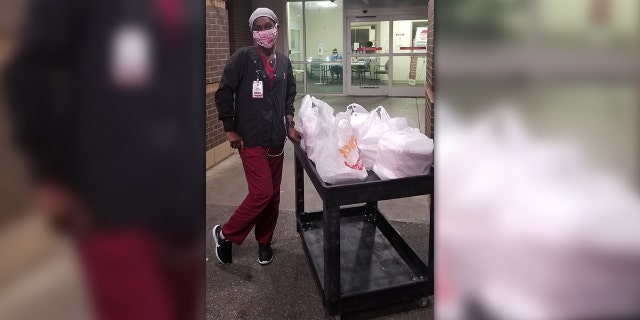 Rivera buys food for hospital employees from local restaurants in an effort to help two groups affected by COVID-19.
