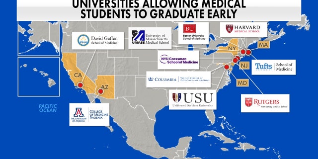 Universities across the country have been allowing fourth-year medical students to apply for early graduation to help combat the spread of COVID-19. (Fox News)