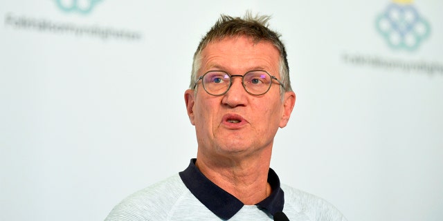In this photo taken on April 9, 2020 State epidemiologist Anders Tegnell of the Public Health Agency of Sweden talks during a daily news conference on the coronavirus, Covid-19 situation, in Stockholm, Sweden. (Anders Wiklund/TT via PA)