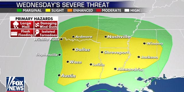The next threat for severe weather on Wednesday.