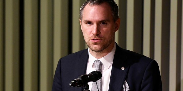 Prague Mayor Zdenek Hrib speaks during a meeting with East European mayors at the Central European University in Budapest.