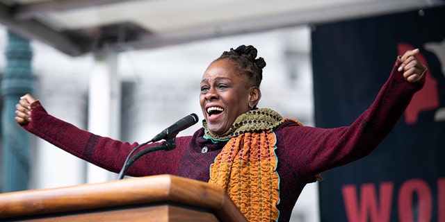 Chirlane McCray speaks during the Women's Unity Rally at Foley Square on January 19, 2019 in New York City. Two years after millions gathered for the inaugural Women's March, demonstrators around the world march again in solidarity with communities of women and allies who seek to create a future of equality, justice, and compassion for all. (Photo by Karla Ann Cote/NurPhoto via Getty Images)