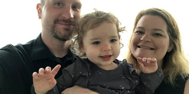 Shawn and Becky Stewart with daughter Maddie, now age three. The East Stroudsburg parents recently coordinated for two cosplay actors dressed as Disney's Cinderella and Moana to give their young daughter a birthday shoutout.