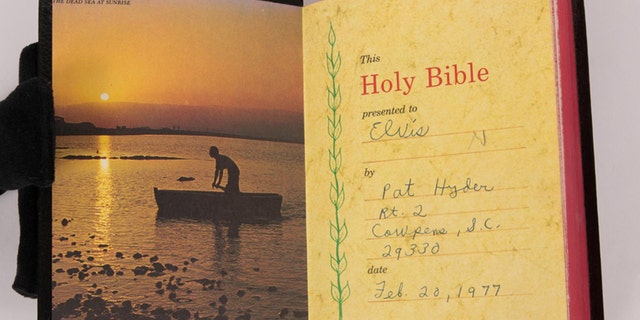 This Bible was gifted to Elvis Presley in 1977 by a fan.