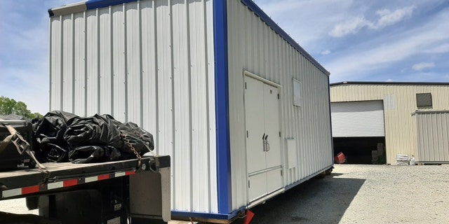 The portable trailer before it was destroyed by the tornado.