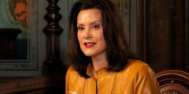 In this image provided by the Michigan Office of the Governor, Michigan Gov. Gretchen Whitmer addresses the state during a speech in Lansing, Mich., April 6. (Michigan Office of the Governor via AP)