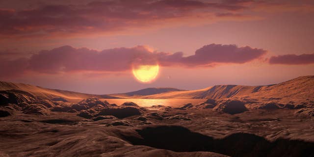 This artist's illustration shows what Kepler-1649c could look like from its surface.