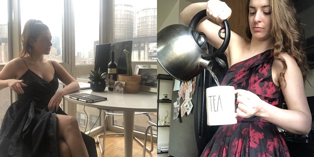 Dressed to the nines in floor-length evening gowns while working on the computer, making tea, playing chess and even sneaking in a workout, Rogers said she’s received an influx of positive messages since launching the playful Instagram page.