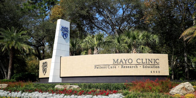 A general view of the entrance signage for the Jacksonville campus of the Mayo Clinic on March 15, 2020 in Jacksonville, Florida.