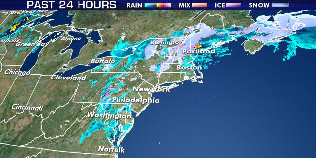 A storm system is forecast to bring several inches of snow to mountain areas of the Northeast on Monday, April 27, 2020.
