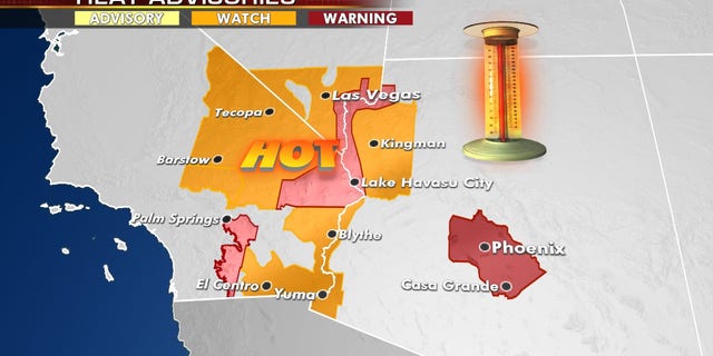 Heat warnings and heat advisories are in effect in the desert Southwest.