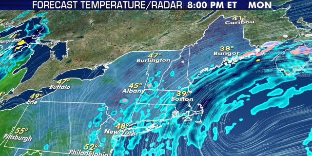 The lingering storm system is forecast to bring the gusty, damp conditions to coastal areas.