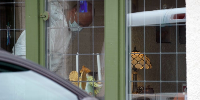 Police investigators at the home in Lorenskog near Oslo, after Anne-Elisabeth Hagen's husband Tom Hagen was arrested for investigation into the disappearance of his wife, April 28.