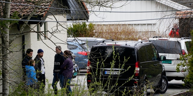 Police investigators at the home in Lorenskog near Oslo, Norway, after Anne-Elisabeth Hagen's husband Tom Hagen was arrested for investigation into the disappearance of his wife, April 28.