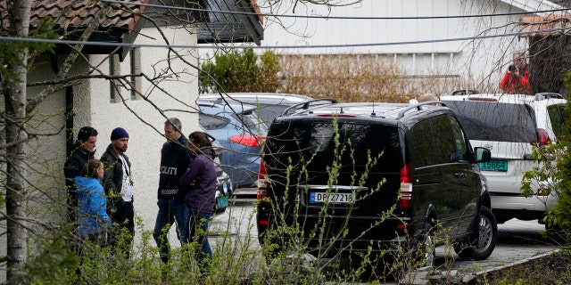 Police investigators at the home in Lorenskog near Oslo, Norway, after Anne-Elisabeth Hagen's husband Tom Hagen was arrested for investigation into the disappearance of his wife, April 28.