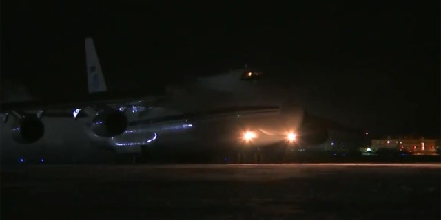 Russian plane filled with medical supplies takes off for the United States early Wednesday morning. (Twitter/@mfa_russia)
