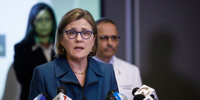 FILE - In this March 16, 2020 photo, Dr. Sara Cody, Santa Clara County Public Health Officer, speaks during a press conference headed by public health directors spanning six Bay Area counties in San Jose, Calif. On the morning of March 15, as Italy became the epicenter of the global coronavirus pandemic, a half dozen high-ranking California health officials held an emergency conference call to discuss a united effort to contain the spread of the virus in the San Francisco Bay Area. That call and the bold decisions that came in the hours afterward have helped California avoid the kind of devastation from the virus in parts of Europe and New York City. (Dai Sugano/Bay Area News Group via AP, File)