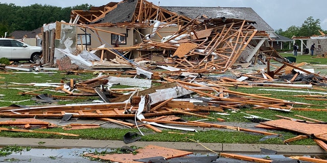 Damage in Monroe, La., after a tornado struck on Easter Sunday.