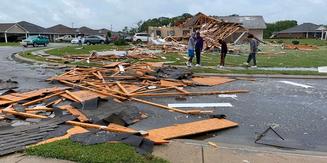Damage in Monroe, La., after a tornado struck on Easter Sunday.