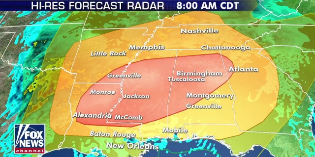 The greatest threat for severe storm si across Louisiana, Mississippi, Alabama, and into Georgia.