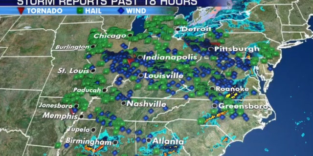 Damage reports from severe weather across the Midwest on Wednesday.