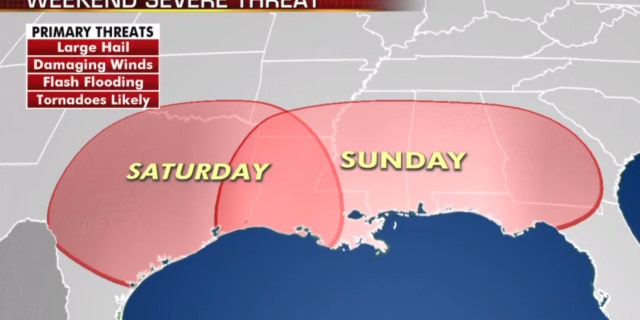 A severe weather outbreak is possible heading into Easter Sunday from Texas along the Gulf Coast.