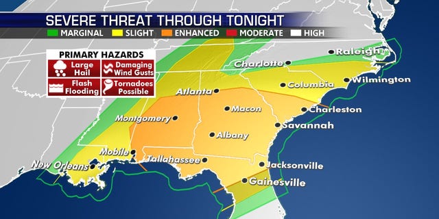 The threat of severe weather on Thursday, April 23, 2020.