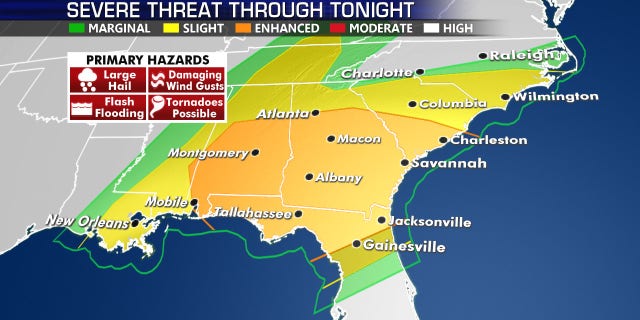 The threat of severe weather on Thursday, April 23, 2020.