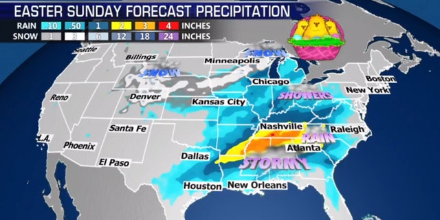 Easter Sunday forecast may be stormy across the Southeast, with the potential for severe storms and heavy rain.