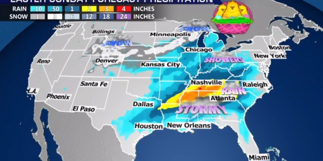 Easter Sunday forecast may be stormy across the Southeast, with the potential for severe storms and heavy rain.