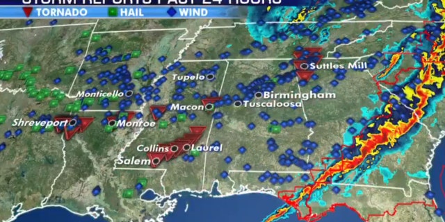 Storm reports from a severe weather outbreak on Easter Sunday.