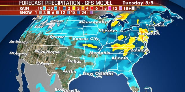 Flash-flooding may be a possibility due to a storm system as it moves into the Northeast.