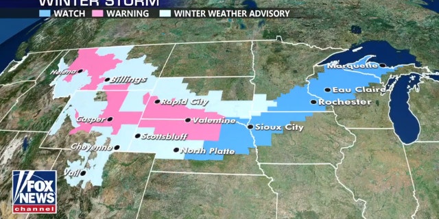 A snowstorm is forecast to bring impacts from Montana to Wisconsin over Easter weekend.
