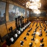 Peter Tschentscher, First Mayor of Hamburg, speaks at a government declaration on the topic "Current Coronalage - First Steps into a Normal Life" at a meeting of the Hamburg Parliament at the city hall in Hamburg, Germany, April 22, 2020. 