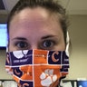 Our daughter is a critical care Physician at U TN and they have been instructed to wear face masks 24/7. Megan’s MIL had masks made out of an old tailgate tablecloth! Megan sent this photo to us with the caption: Nothing could be finer than to be a Clemson Tiger😷🦠🐯!