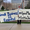 People protesting against the Michigan stay-at-home order on April 7 at the Michigan State Capitol.