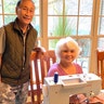 Marieta and Alfredo Llave making cloth masks for the community. Alfredo Llave is a retired US Navy veteran with his wife. This photo was taken in Tyler, Texas