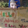 My grandson’s school in Wilmington NC teachers did a drive by parade for the students. My 6 yr old grandson made a sign for them expressing love. Landen loves his teachers.