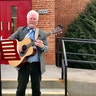 There may not be music inside churches for now but that doesn’t stop Jay Bowers from singing hymns outside the United Methodist Church he attends in Trempealeau, Wisconsin.