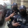 Officers with Louisville Metro’s PD Downtown Area Patrol. Citizen made us cloth masks. Sergeant Christina Beaven Downtown Area Patrol Squad B