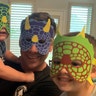 Our son Ryder turned 5 April 3 and Brady turned 3 March 24. This is the first birthday grandma and grandpa weren’t here. We did a lot of FaceTime and then took a fun family photo. Ryder wanted the 4 of us to put on dinosaur masks.