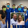 Attached is a photo of my sister Tina Coulon and her husband Mark with some of examples of the dozens and dozens of mask she sews for the health care workers of New Orleans. While she continues to work and care for our 87 year old mother she still finds time to sew these lifesaving mask so desperately needed in the hard hit New Orleans area! Sometimes sewing until the late hours of the morning. The group of nurses above were so thankful to receive the mask they sent her a thankyou photo of them wearing. The situation is tough and they were running out of mask that might make the difference between life and death. I am so proud of her and how one person can make a “LIFE SAVING DIFFERNCE”! It is my hope that by sharing Her story it can help inspire people to do the same, that we are a nation of caring and even in tough times we can inspire and care for our fellow Americans! Sincerely a proud brother, Michael Vathy