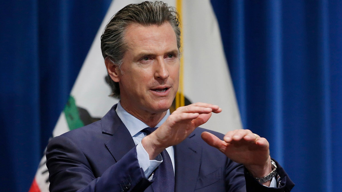 California Gov. Gavin Newsom will detail guidelines for film and television production on Monday. (AP Photo/Rich Pedroncelli, Pool)