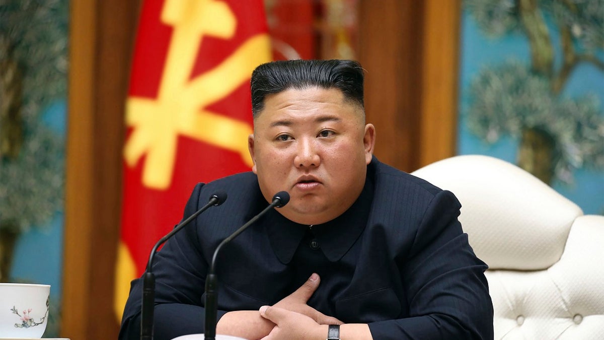 Kim Jong Un during a meeting of his politburo in Pyongyang, North Korea